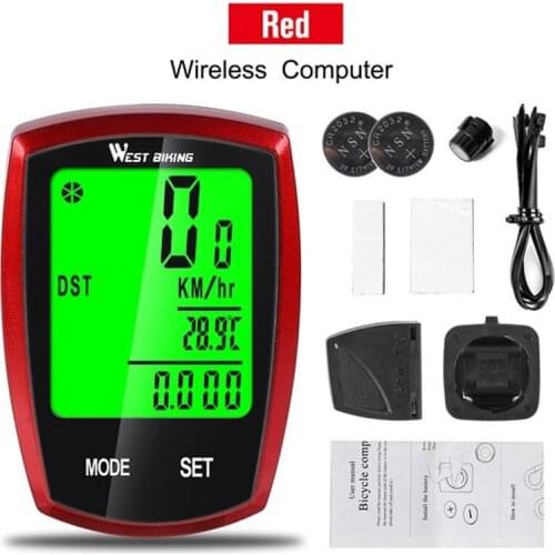 WEST BIKING Bike Computer Wireless Wired Speedometer Odometer Waterproof LCD Backlight Cycling MTB Bicycle Computer Stopwatch