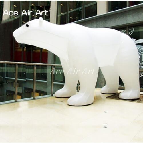 Vivid giant standing white Inflatable polar bear model for events decoration/advertisement with led lights