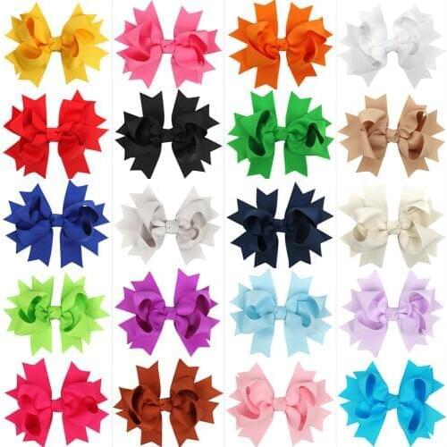 10 pcs/lot 12cm Grosgrain Ribbon Double Bows Hairpins Girl Bowknot Pinwheel Flower Hair Clips Hair Pins Sweet Hair Accessorie