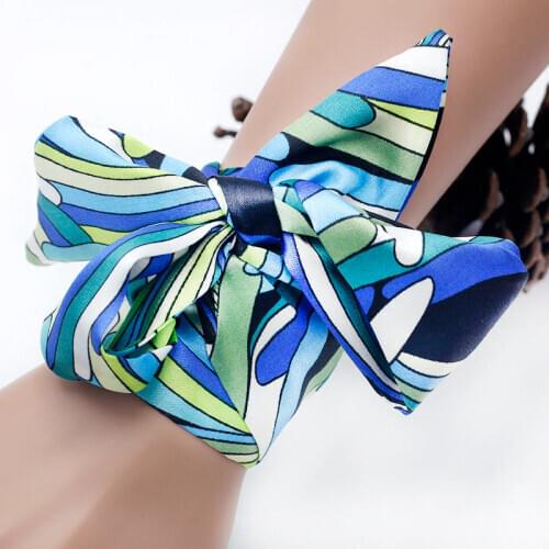 Shsby Ribbon bracelet Ladies flower cloth Watch Bands women silk scarf girls Headwear Bag decoration handle for handbag