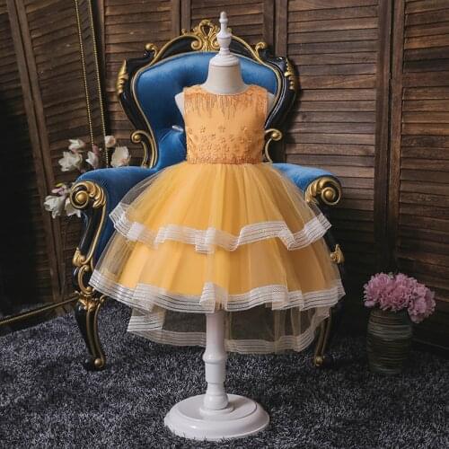 2021 New Easter Clothes Bowknot Sleeveless Little Girl Stratum Dresses For Girls Evening Dresses Birthday Party Princess Dresses