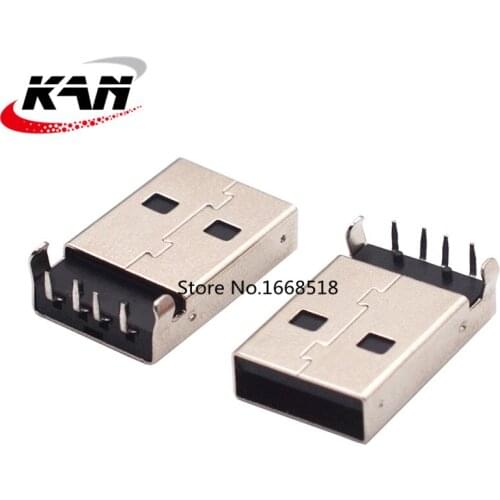 10pcs AM90 degree bent feet USB male plug-in 2.0 A-type USB socket male socket plug-in vinyl