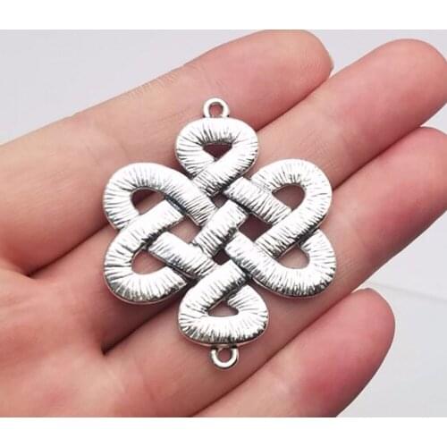 5pcs/lot--45x39mm, Antique silver plated Chinese knot Connector charms,DIY supplies,Jewelry accessories