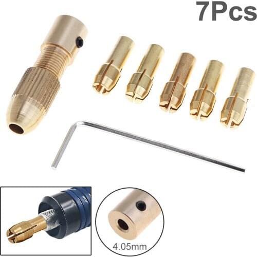 7pcs 4.05mm Mini Self Tightening Drill Chucks support 0.5 - 3.0MM Drill Bit Round Handle for ABS Board Light Board Punch