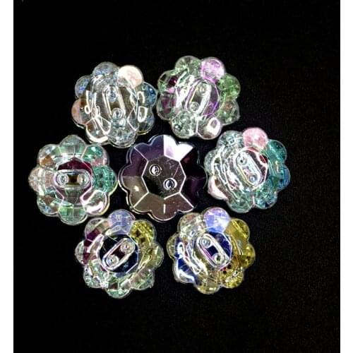 50PCs Acrylic Sewing Buttons Scrapbooking Round Flower Shape 2 Holes Costura Botones Decorate bottoni botoes 15mm JS3002