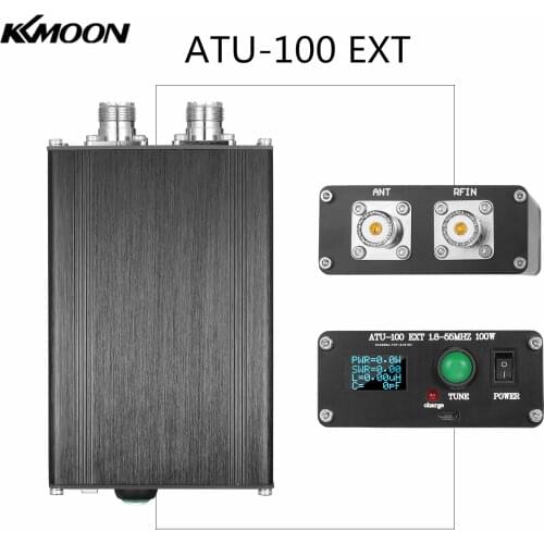 KKmoon Automatic Antenna Tuner ATU-100 EXT 1.8-55MHz 100W Shortwave Antenna Tuner with 0.96 Inch OLED Display Metal Housing