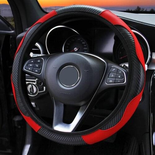 Car Steering Wheel Cover Breathable Anti Slip PU Leather Steering Covers Suitable 37-38cm Auto Steering Wheel Protector