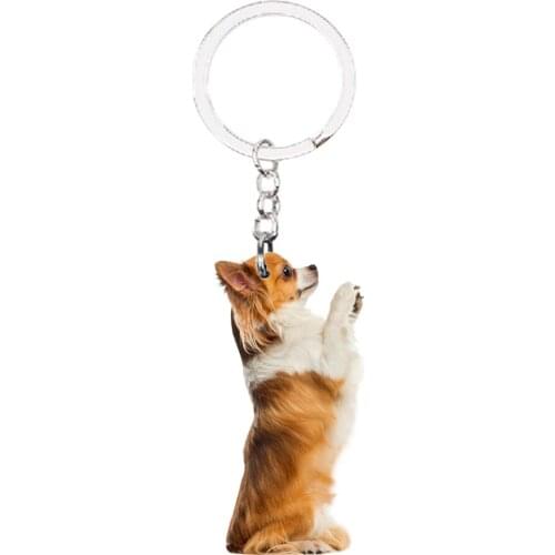 Chihuahua Animal Keychain pet NOT 3D kawaii Dog charms cute llaveros for lady xmas best friends Gifts idea plat acrylic Jewelry