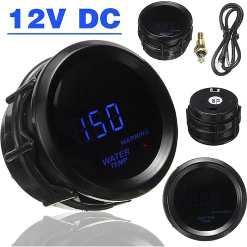 1set 52mm Blue LED Light Car Auto Racing Modification Digital Water Temperature Gauge Celsius Temp Meter With Sensor Parts