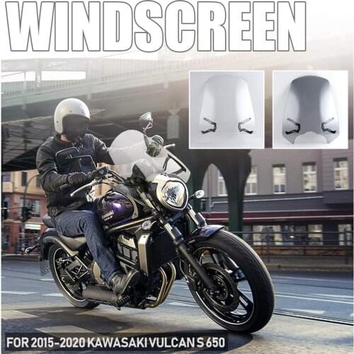 Motorcycle Windshield Windscreen Deflector Flyscreen with Bracket for Kawasaki Vulcan VN S 650 EN650 2015-2021 2020 2019 2018