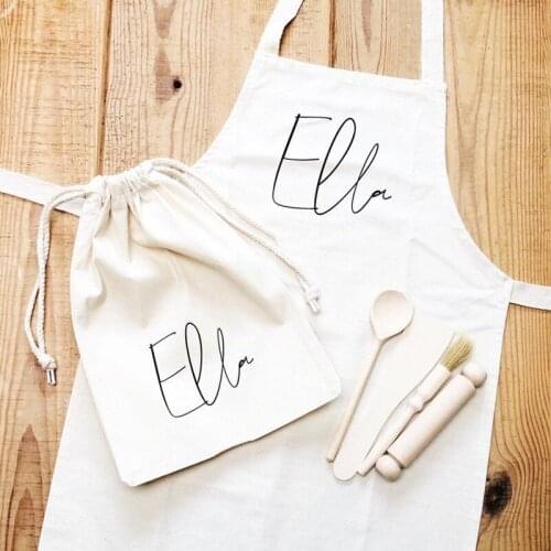 Customized Kids Apron Baking Set,Little Bakery Set,Printed With Name And Date,Little Chef,Personalize Aprons for Children Set