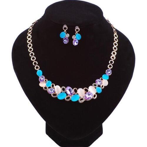 DiLiCa Fashion Jewelry Sets Women Crystal Rhinestone Statement Necklace Choker Choker Vintage Bib Necklaces Earrings Set Jewelry
