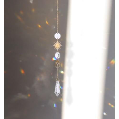 Crystal Wind Chime Pendant Moon Star Hanging Drop For Outdoor Indoor Garden Window Wedding Curtain Chandelier DIY Decorations