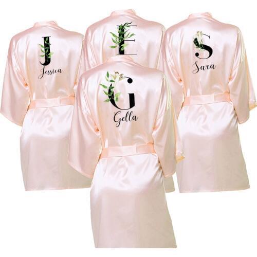 Wedding Bride Dressing Gown Personalised Custom Names Satin Robe Dark Pink Custom Robes for Gifts Maid of Honor Bride Tribe