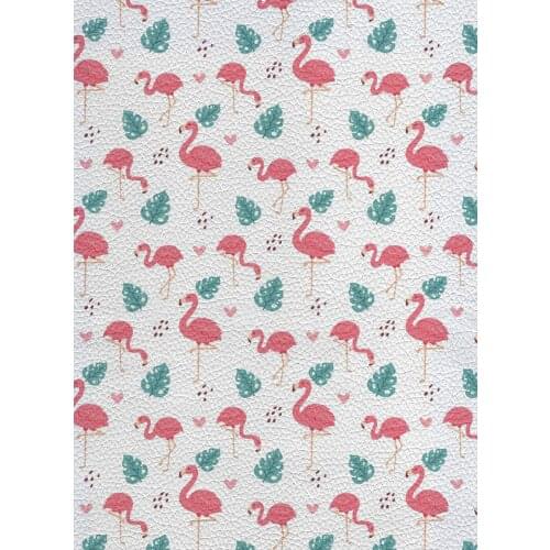 Flamingo Pattern Litchi Pattern Printing PU Synthetic Leather Diy Crafts 22X30cm A4