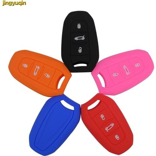 Jingyuqin 20PCS Silicone Smart Car Key Case Cover for Peugeot 508 301 2008 3008 4008 407 408 Citroen C5 C6 C4L CACTUS C3XR DS