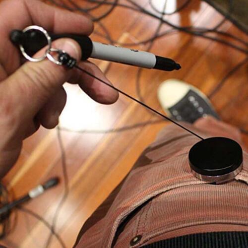 New Pen Pencil Holder Retractable Stainless Steel Silicone Anti Lost Rope Key Ring Chain Belt Clip Convenient And Easy To Carry
