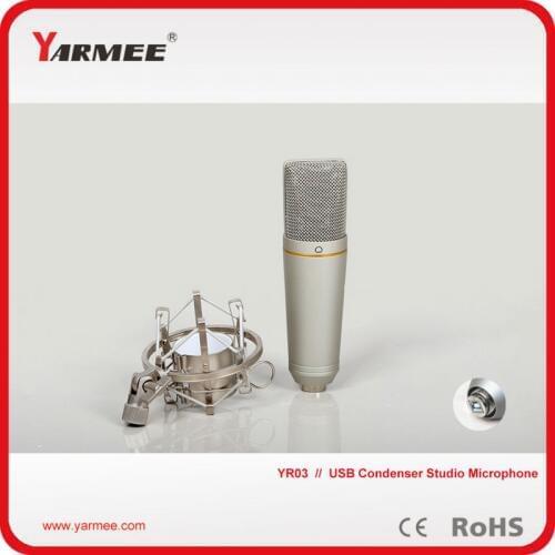 USB condenser recording studio microphone / computer microphone with shock mount and aluminium case packing