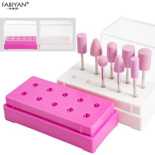 10 Holes Container Stand Exhibition Display Case Nail Art Drill Bits Storage Empty Box Acrylic Holder Organizer Manicure Tool