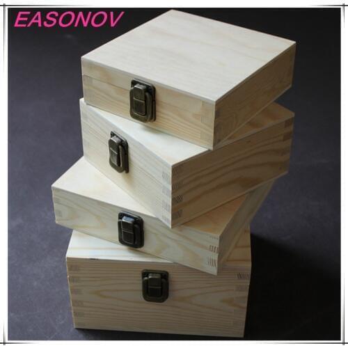 EASONOV Wooden square gift box packaging storage box jewelry box many size to choose