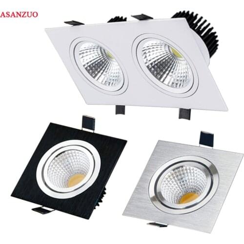 Square Recessed Single Heads Double Heads LED COB Downlight 5w 10w 20w LED Spot light decoration Rotatable Ceiling Lamp