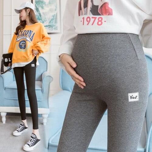 2021 Pregnant Womens Leggings Spring and Autumn Models Pregnant Womens Feet Lift Pants Striped Leggings Maternity Clothes