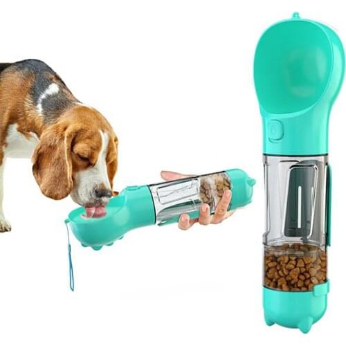 Lightweight Pet Cat Dog Water Bottle Feeder Drinking Bowl Dispenser With Poop Shovel Plastic Bags Leak Proof Lock Pet Supplies