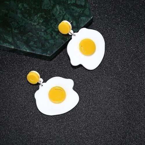 Cute Eggs Acrylic Earrings Sweet Cartoon Fried Eggs Funny Earrings For Women Party Fashion Jewelry Accessories Gifts New2019