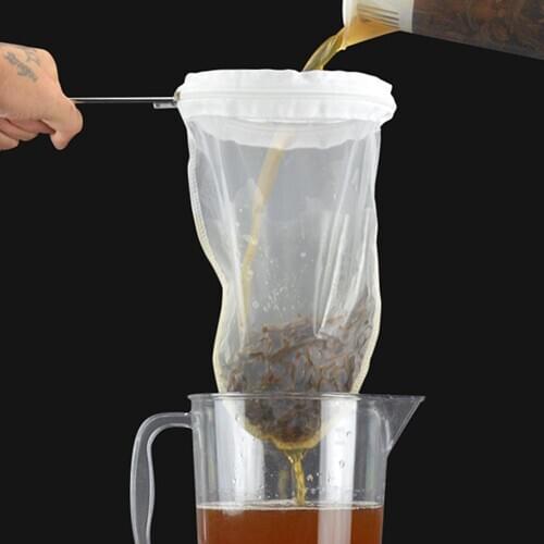 Reusable Stainless Steel Handle Cotton Cloth Strainer Coffee Tea Mesh Filter Bag Kitchen Tool Coffee Filters