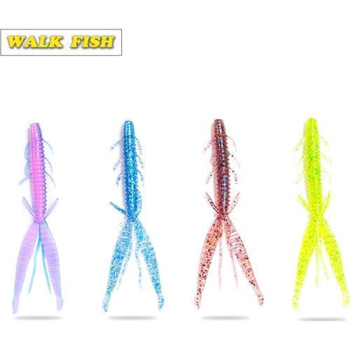 WALK FISH 4Pcs/lot Luya 8CM 2.2G 10CM 4G bamboo shrimp soft baits contains water imported environmental degradation silicone