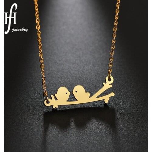 2021 new simple branch two birds exquisite pendant womens clavicle chain