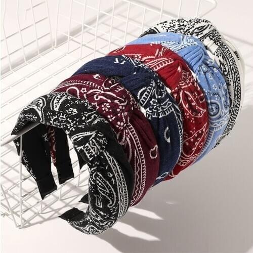 Women Headband Top Knot Turban Hairbands Vintage Print Twist Cross Headwrap Bezel Hair Hoop Girls Hair accessories Headwear