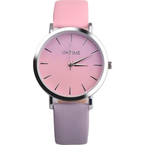 Wholesale Retro Rainbow Design Leather Band Analog Alloy Quartz Wrist Watch