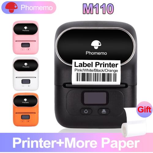 Phomemo M110 Thermal Bluetooth Label Printer Wireless Portable Label Maker Inkless Barcode Printer Pocket Mobile Printer
