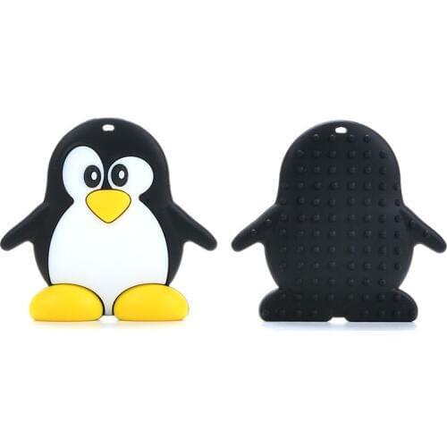 Penguin Teether Baby Silicone Teether Chew Toy DIY Pacifier Chain Clip Infant Teething Beads BPA Free Necklace pendent BPA free