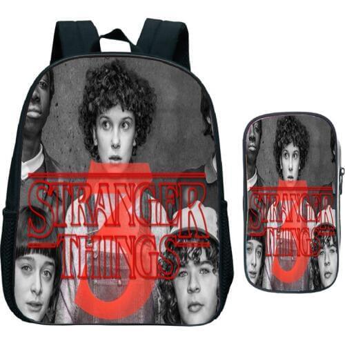 Stranger Things 3 Backpack Children School Bags Toddler Boys Girls Primary Kindergarten Backpack Kids Small Bags Wth Pencil Case