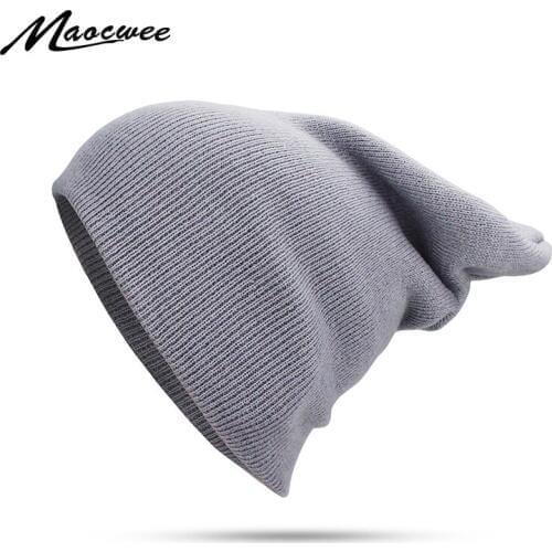 Women Men Hat Knitted Beanie Hats Spring Autumn Winter Solid Keep Warm Skull Cap Ladies Dad Pure Colour Unisex Polyester Bone