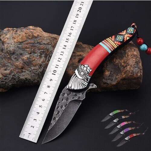 Free Fhipping new Froduct Outdoor Camping Folding knife self-defense portable camping tool Multicolor handle Household knife