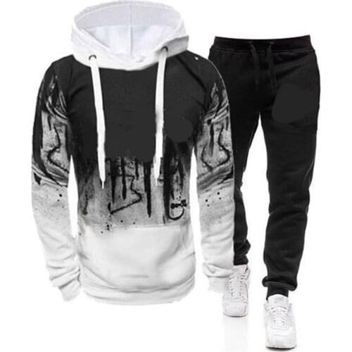 Casual Tracksuit Men 2 Pieces Sets Hooded Sweatshirts Spring Autumn Male Pullover Hoodies Pants Suit Ropa Hombre Plus Size S-4Xl