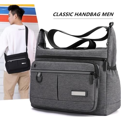 Polyester Shoulder Bags Men Solid Colors Messenger Bags Strong Fabric Bags Casual Style Crossbody Bags 2020 Multiple Pockets