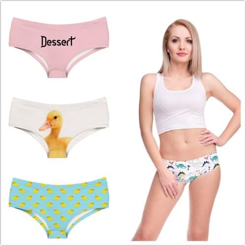 Dinosaurs Prints Girl Panties 3D Deadpool Pattern Underwear Dancing Skeleton Yellow Duck Egyptian Cat Lady Briefs