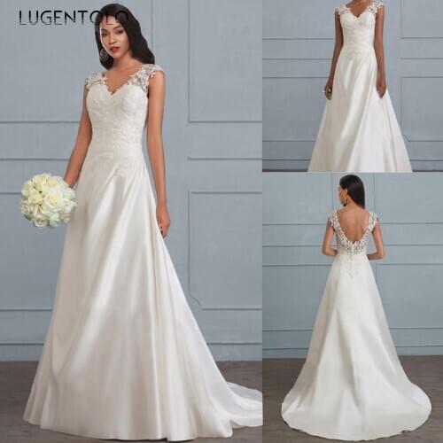 Party Dress Women Plus Size Solid Color Lace Stitching Sling Hollow Open Back Wedding Long Dress Lugentolo