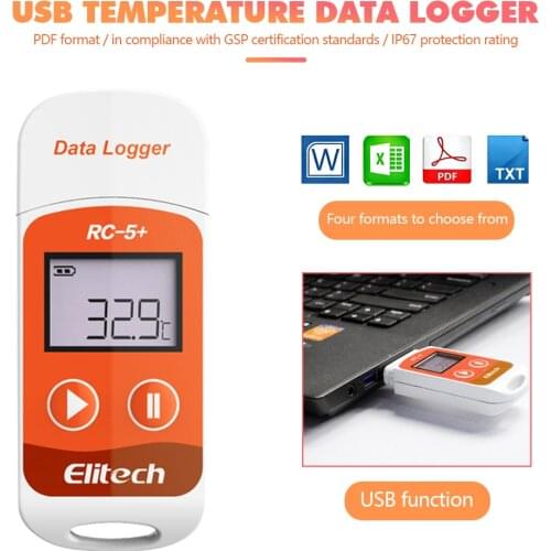 High-precision RC-5+ Digital USB Temperature Data Logger Upgrade for Refrigeration, Cold Chain Transport, Labs, Etc