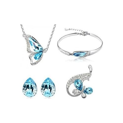 JS S109 Butterfly Jewelry Set High Quality Bridesmaid Jewelry Set Nickel Free Crystal Jewerly Sets