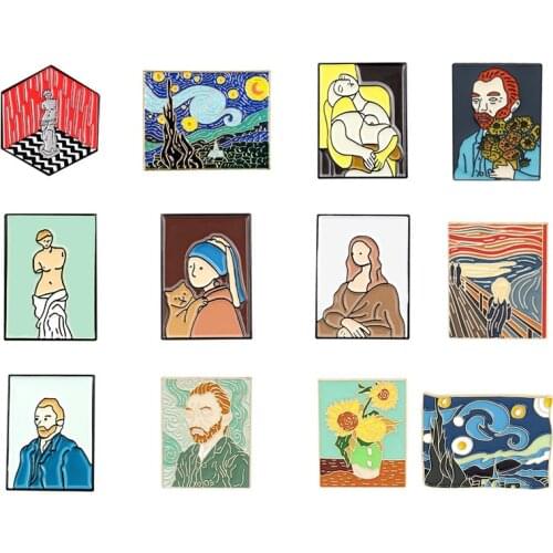 Painting Pins Collection Artwork Brooch Vincent Van Gogh Badges Venus De Milo Famouns Oil Paitings Enamel Pin Gifts for Artist