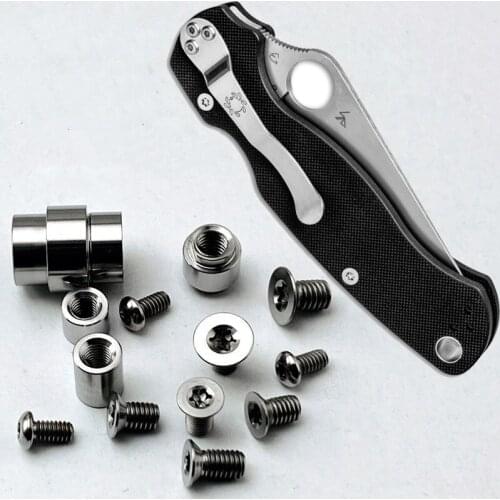 1 Full Set TC4 Titanium Alloy Screws for Spyderco Paramilitary 2 C81 Knife With Spindle Support Shaft Tail Rope Tube