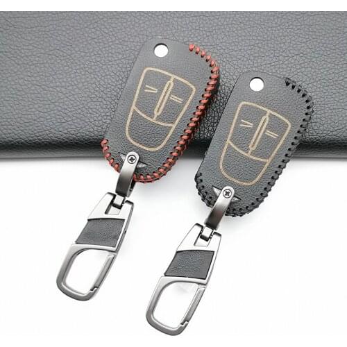 2 Button leather key protector for Vauxhall Opel Corsa Astra Vectra Signum remote flip folding bike key case