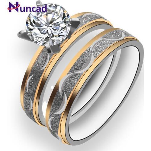 2019 European and American Fashion Jewelry Zircon Titanium Steel Lovers Ring Female Marriage Crystal Ring