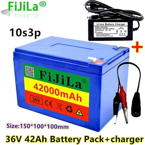 36V 42Ah battery 10S3P 18650 lithium battery pack 42V Ebike electric bicycle built-in 30A BMS and fuse device 250W-600W+charger