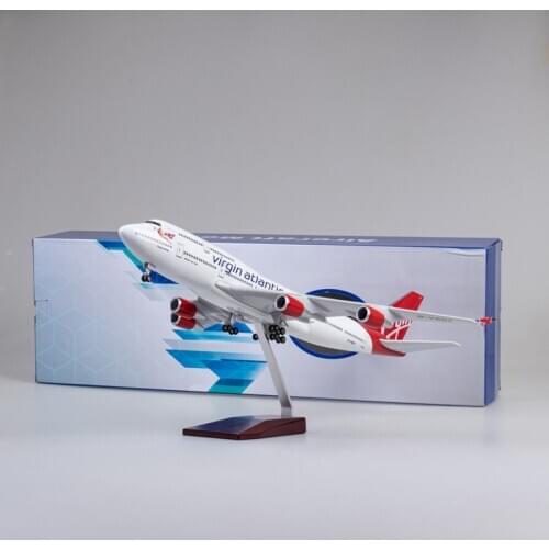 47CM Diecast 1:150 Scale Airplane Model Gifts Aviation Virgin Atlantic 747 B747 Diecast Resin Aircraft with Light Wheel